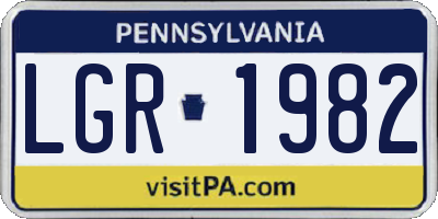 PA license plate LGR1982