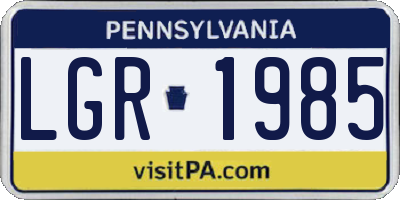 PA license plate LGR1985