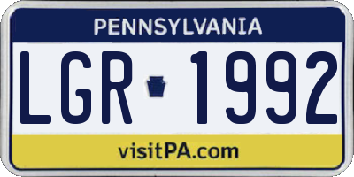 PA license plate LGR1992
