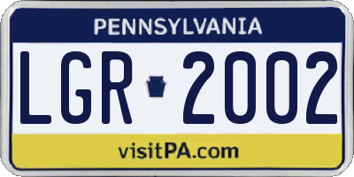 PA license plate LGR2002