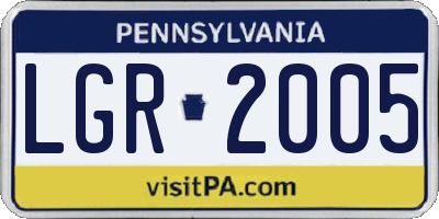 PA license plate LGR2005