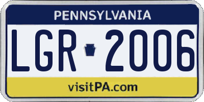 PA license plate LGR2006