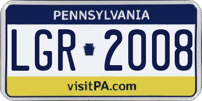 PA license plate LGR2008