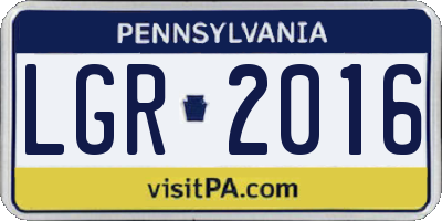 PA license plate LGR2016