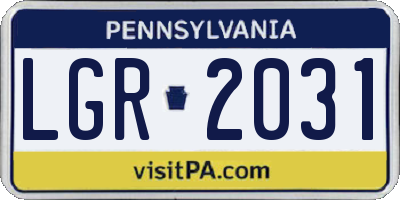 PA license plate LGR2031