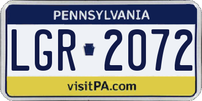 PA license plate LGR2072