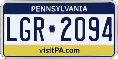 PA license plate LGR2094