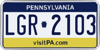 PA license plate LGR2103