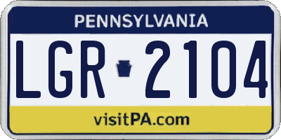 PA license plate LGR2104