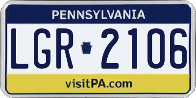PA license plate LGR2106