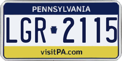 PA license plate LGR2115