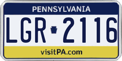 PA license plate LGR2116