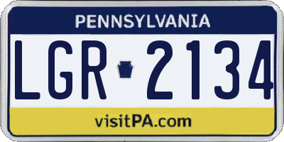 PA license plate LGR2134