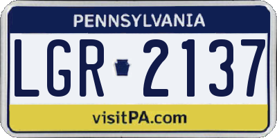 PA license plate LGR2137