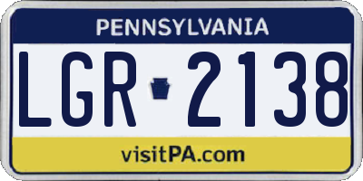 PA license plate LGR2138