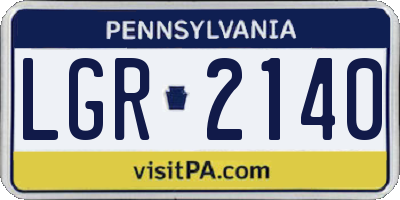 PA license plate LGR2140