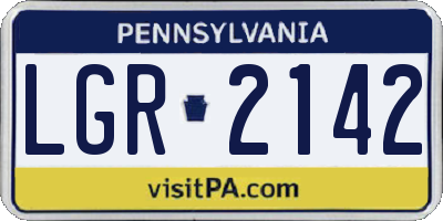 PA license plate LGR2142