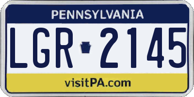 PA license plate LGR2145