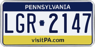 PA license plate LGR2147