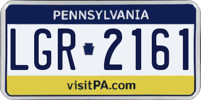 PA license plate LGR2161