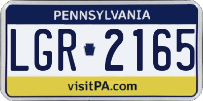 PA license plate LGR2165
