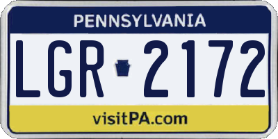 PA license plate LGR2172