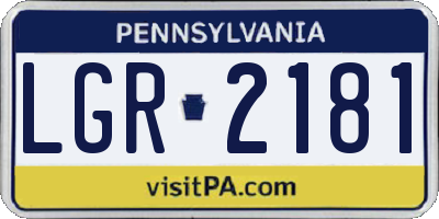 PA license plate LGR2181