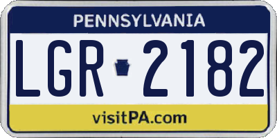 PA license plate LGR2182