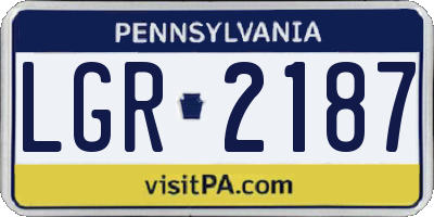 PA license plate LGR2187