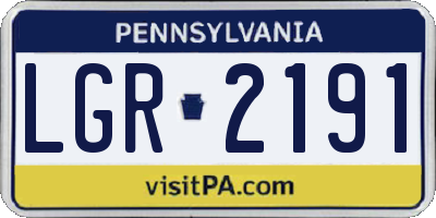 PA license plate LGR2191