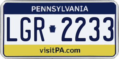 PA license plate LGR2233