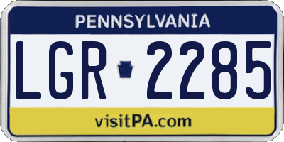 PA license plate LGR2285
