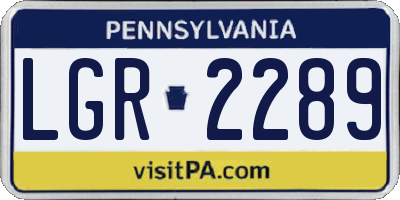 PA license plate LGR2289