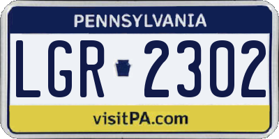 PA license plate LGR2302