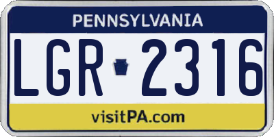 PA license plate LGR2316
