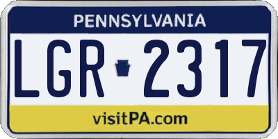 PA license plate LGR2317