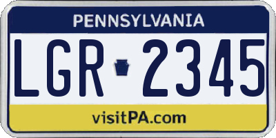 PA license plate LGR2345