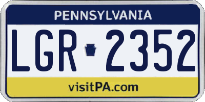 PA license plate LGR2352