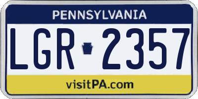 PA license plate LGR2357
