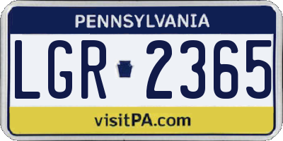 PA license plate LGR2365