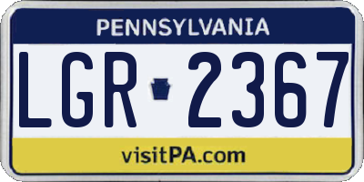 PA license plate LGR2367