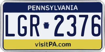 PA license plate LGR2376