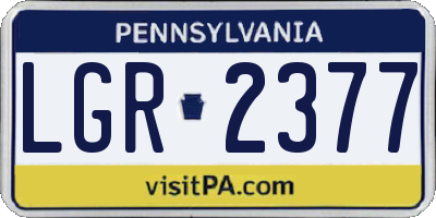 PA license plate LGR2377