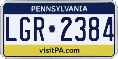 PA license plate LGR2384