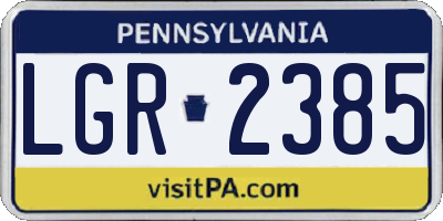 PA license plate LGR2385