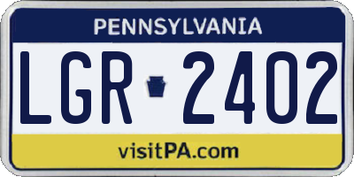 PA license plate LGR2402