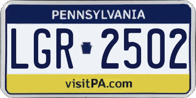 PA license plate LGR2502