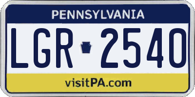 PA license plate LGR2540
