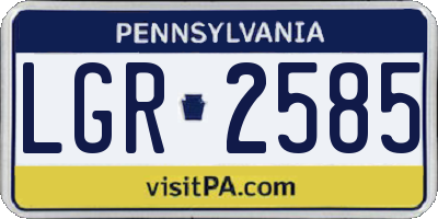 PA license plate LGR2585