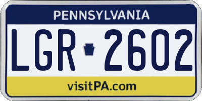 PA license plate LGR2602